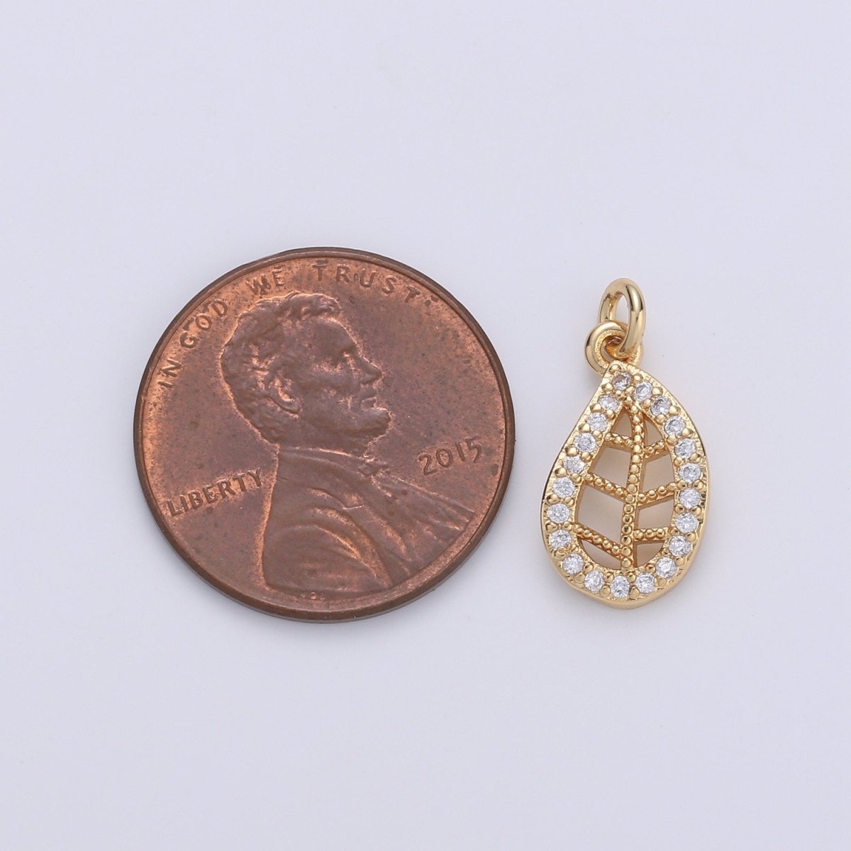 Dainty Gold Leaf Charms Pendant, Cubic Leaf Charm DIY Earring Necklace Jewelry Accessory DIY Craft Micro Pave Charm D-709 - DLUXCA