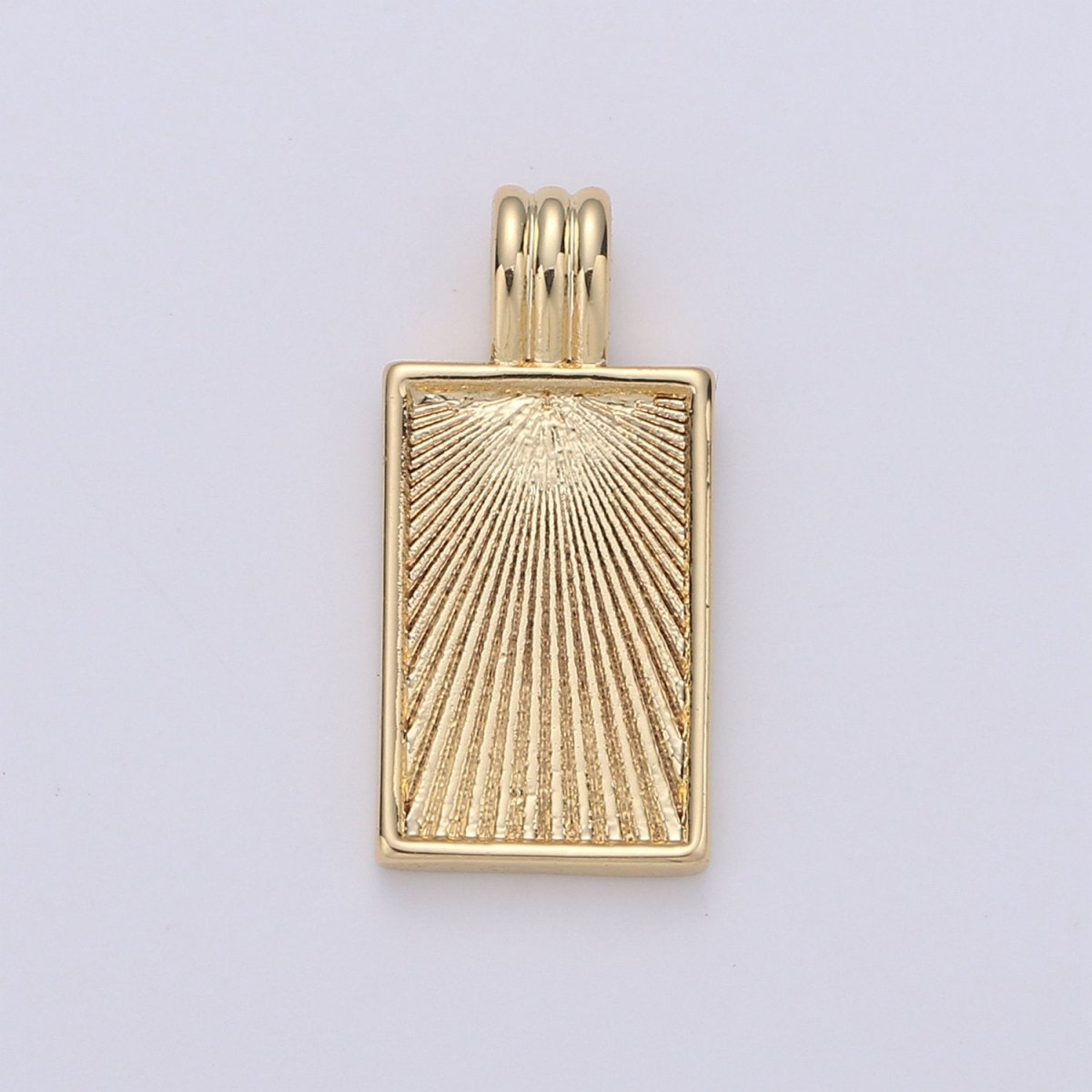 Dainty Gold Medallion Charm 24k Gold Filled Rectangle Pendant Gold Sunburst Charm Necklace Component Supply Geometric Jewelry D-075 I-671 - DLUXCA