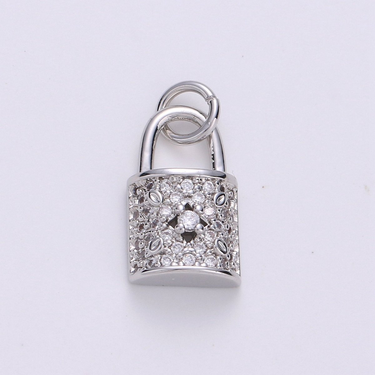 Dainty Gold Micro Pave Lock charm for Jewelry making, Minimalist Padlock charm for Bracelet Necklace Earring Component Silver Padlock Charm, D-061 D-062 - DLUXCA
