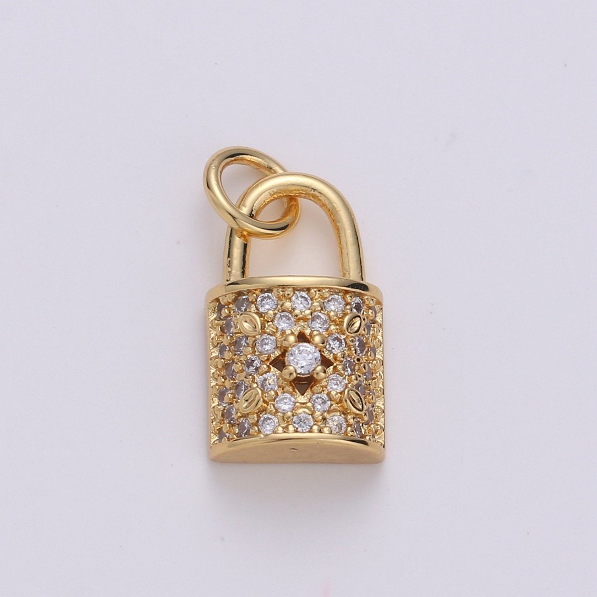 Dainty Gold Micro Pave Lock charm for Jewelry making, Minimalist Padlock charm for Bracelet Necklace Earring Component Silver Padlock Charm, D-061 D-062 - DLUXCA