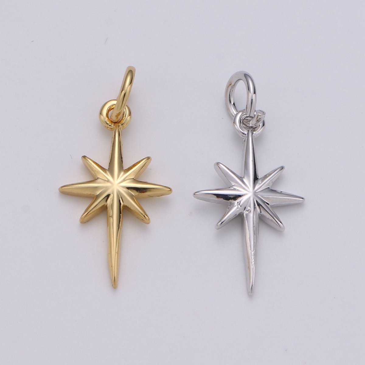 Dainty Gold North Star Charm Necklace, Bethlehem Star Pendant in Silver Celestial Jewelry Making Supply D-450 D-451 - DLUXCA