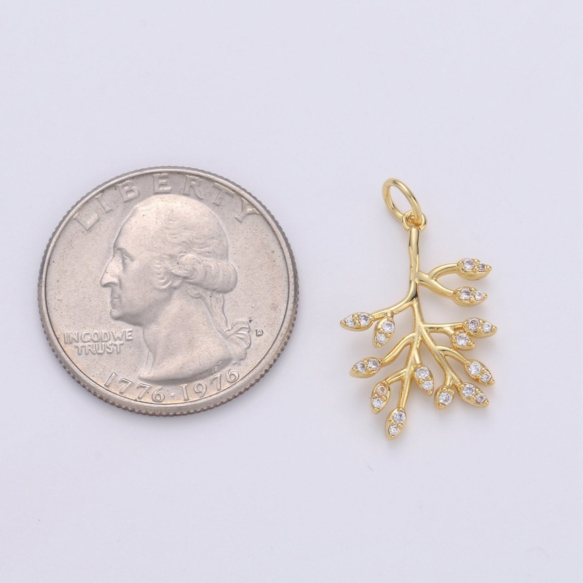 Dainty Gold Olive Leaf Charms Pendant, tree Branch Leaf Charm DIY Earring Necklace Jewelry Accessory DIY Craft Micro Pave Charm D-555 - DLUXCA