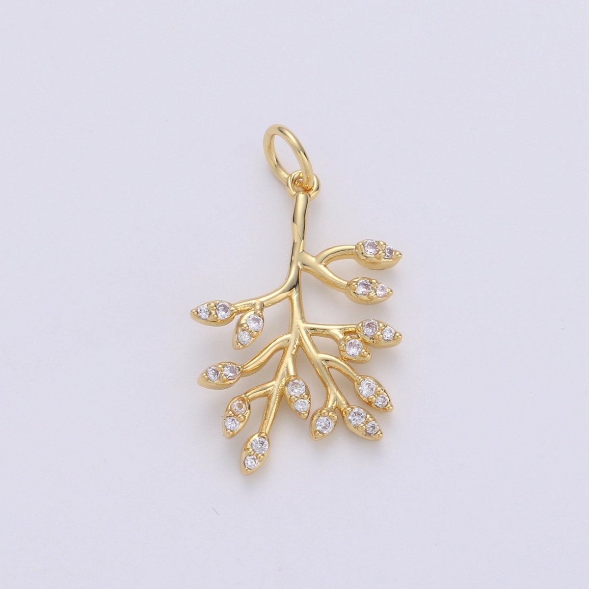 Dainty Gold Olive Leaf Charms Pendant, tree Branch Leaf Charm DIY Earring Necklace Jewelry Accessory DIY Craft Micro Pave Charm D-555 - DLUXCA