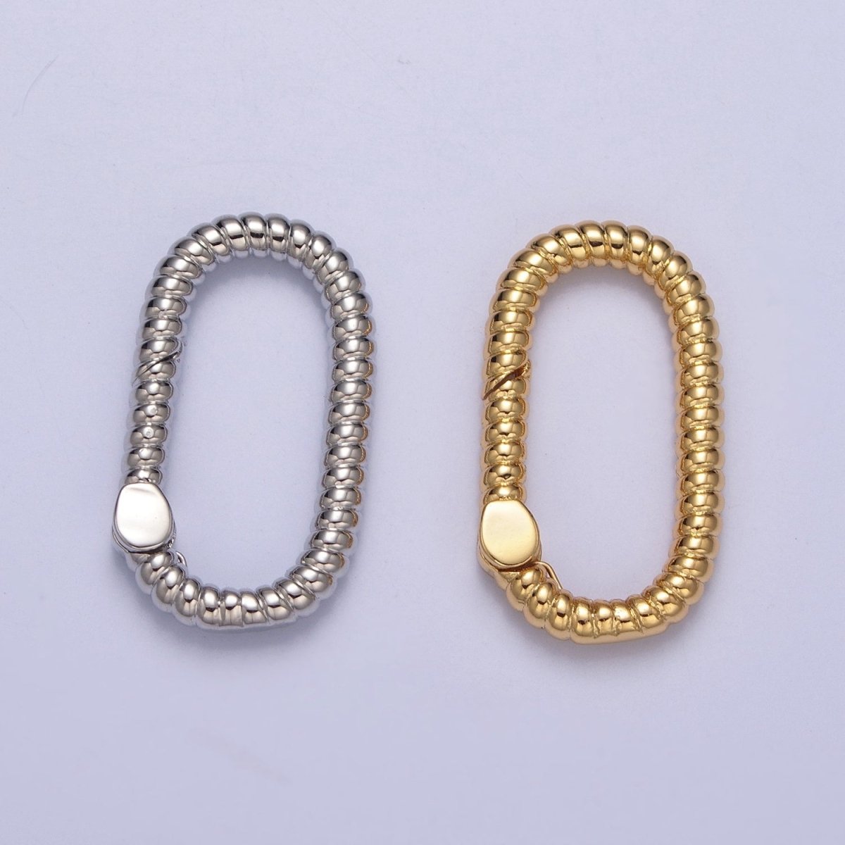Dainty Gold Oval Spring Gate Ring, Push Gate Clasp Charm Holder 14K Gold Filled Clasp for Charm Holder Connector L-727 L-728 - DLUXCA