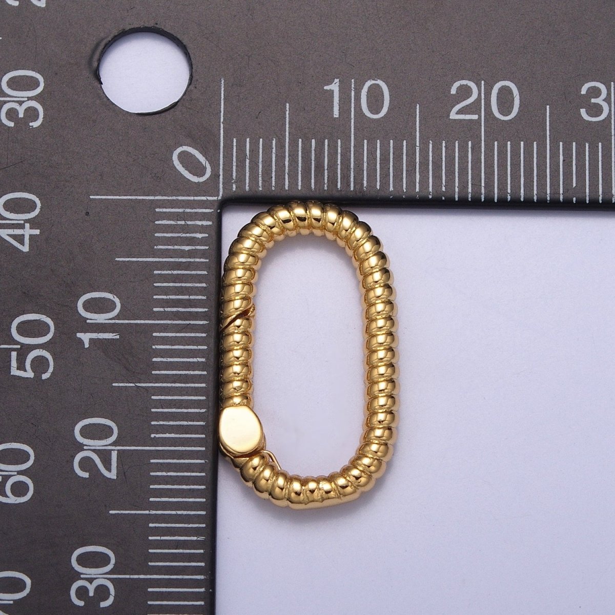 Dainty Gold Oval Spring Gate Ring, Push Gate Clasp Charm Holder 14K Gold Filled Clasp for Charm Holder Connector L-727 L-728 - DLUXCA
