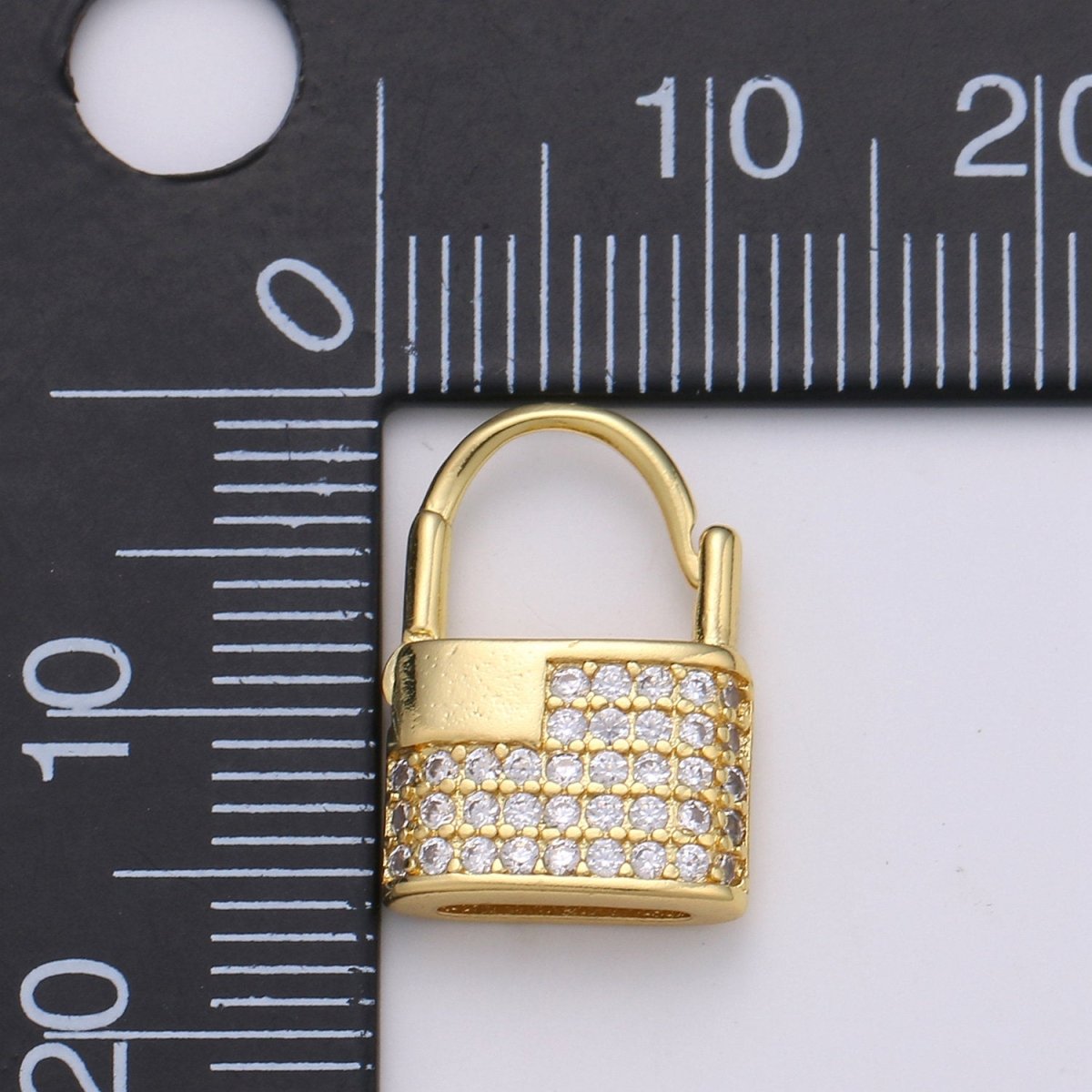 Dainty Gold padlock Earrings, CZ Hopp Earrings, Gold Hoop Lock Earrings, Micro Pave gold lock Huggie, Love Jewelry for gift idea Q-153 - DLUXCA