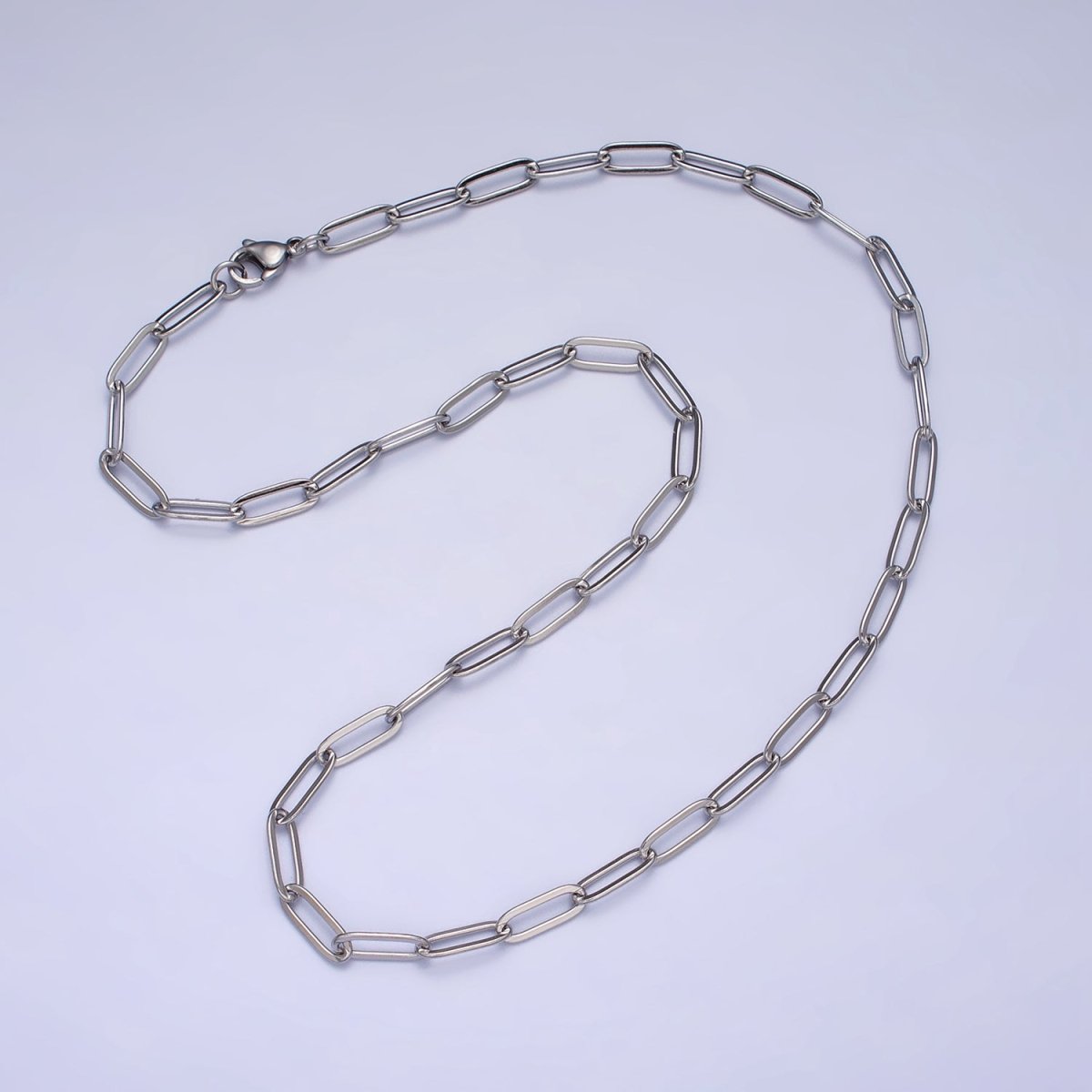 Dainty Gold Paperclip Link Chain Necklace Elongated Chain Necklace Stainless Steel Chain 17.7 inch Long | WA-1623 WA-1624 Clearance Pricing - DLUXCA