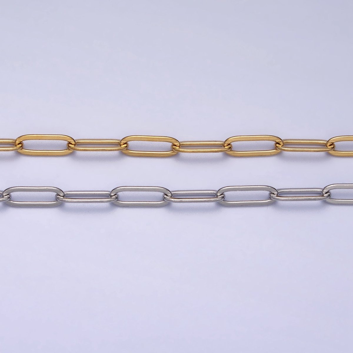 Dainty Gold Paperclip Link Chain Necklace Elongated Chain Necklace Stainless Steel Chain 17.7 inch Long | WA-1623 WA-1624 Clearance Pricing - DLUXCA