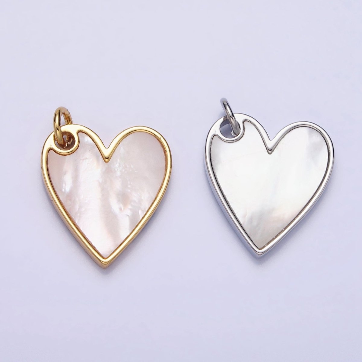 Dainty Gold Pearl Heart Pendant Silver Love Charm For Valentine Jewelry Making | AC558 AC557 - DLUXCA