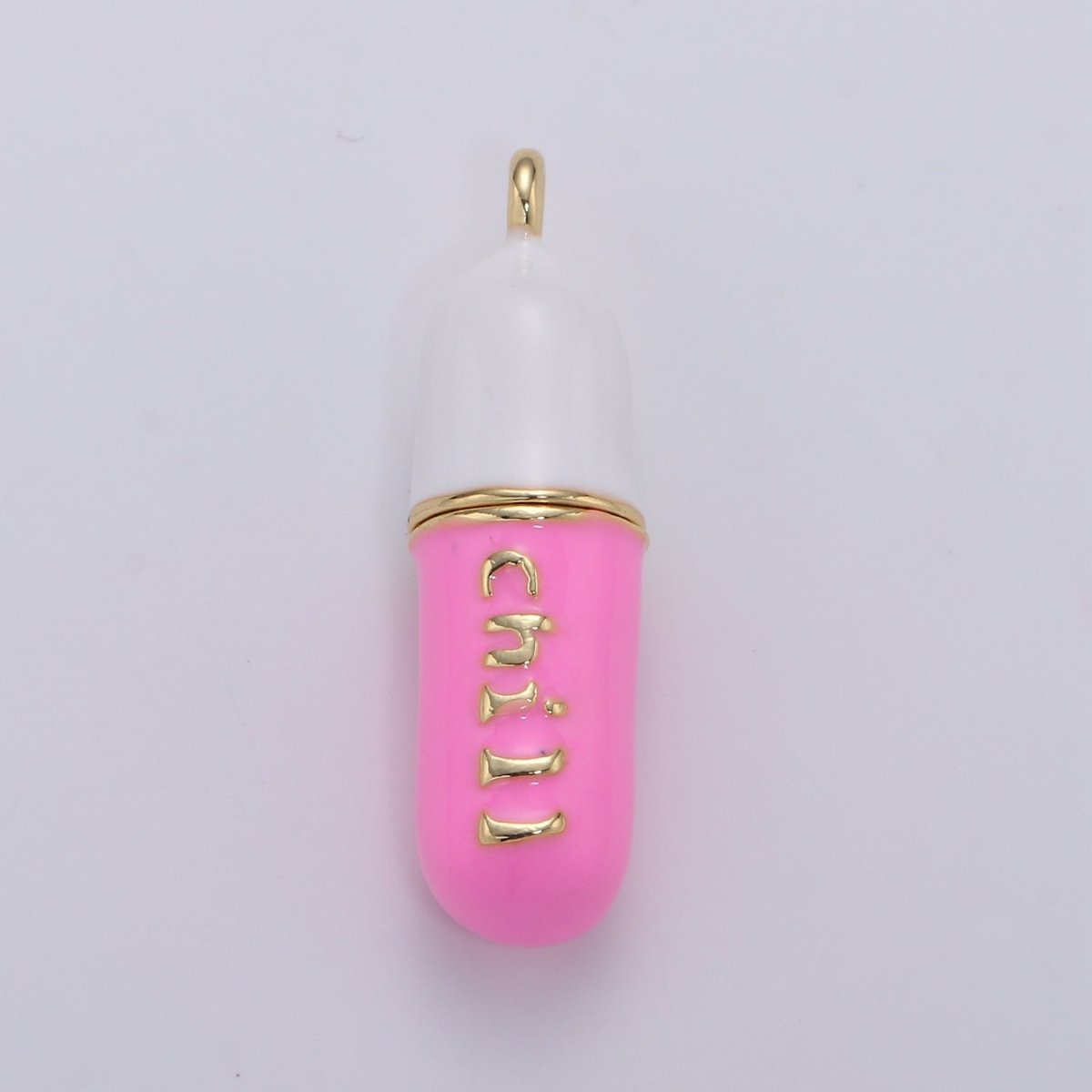Dainty Gold Pill Bar Pendant Enamel Teal Vibes Chill Charm 24k Gold Filed Pendant for Bracelet Necklace Earring Component Supply 29x8mm D-883-D-887 D-313 D-314 - DLUXCA