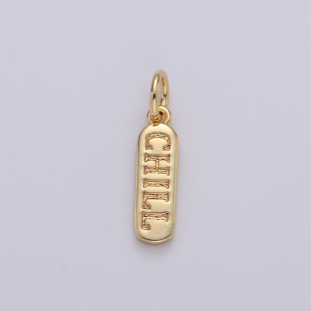 Dainty Gold Pill Bar Pendant, love mom hope happy chill words charm, 14K Gold Filed Pendant for Bracelet Necklace Earring Component Supply | D-506, D-323-D-330, D-747 - DLUXCA