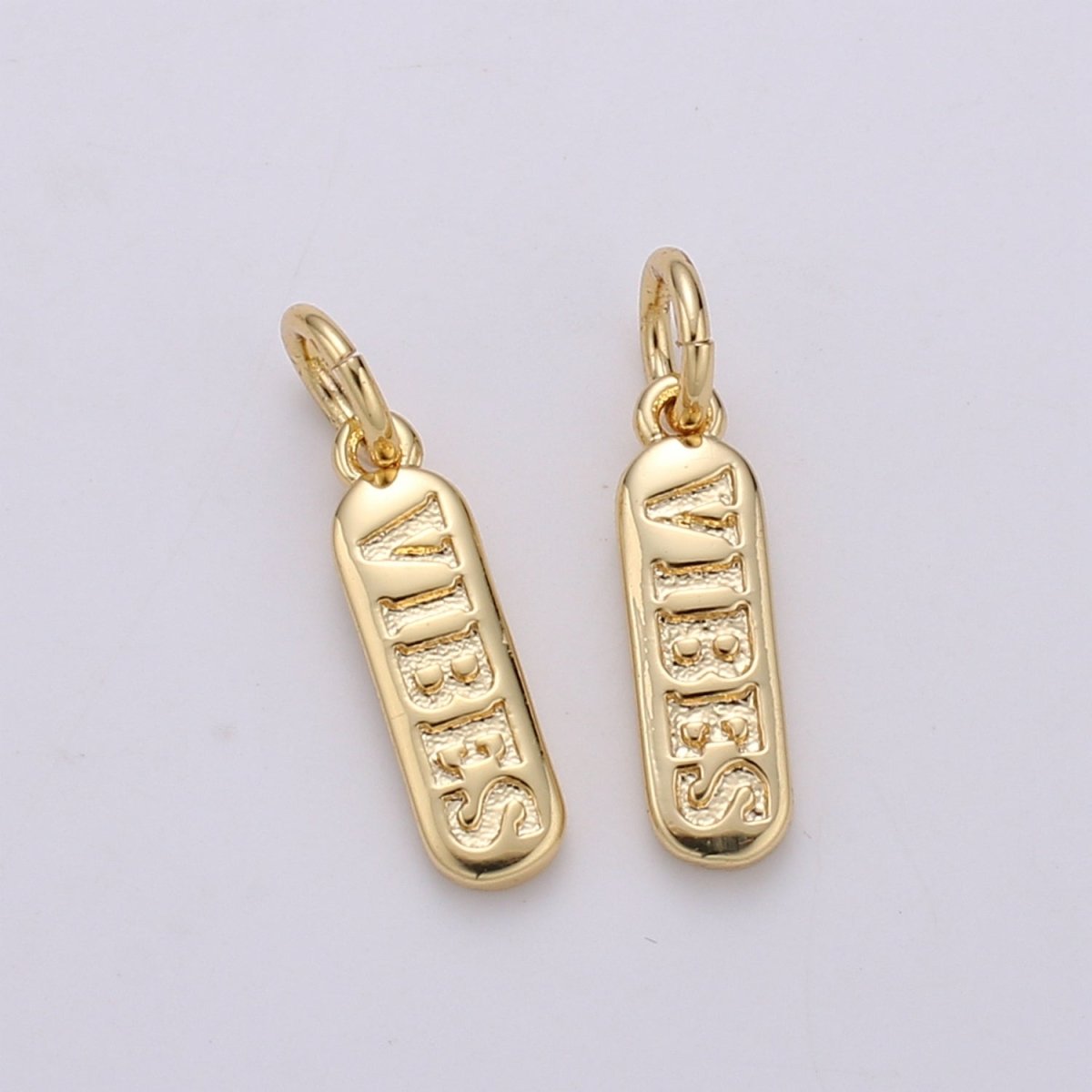 Dainty Gold Pill Bar Pendant, love mom hope happy chill words charm, 14K Gold Filed Pendant for Bracelet Necklace Earring Component Supply | D-506, D-323-D-330, D-747 - DLUXCA