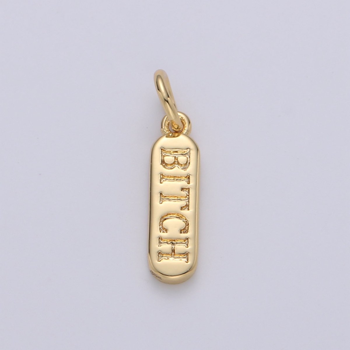 Dainty Gold Pill Bar Pendant, love mom hope happy chill words charm, 14K Gold Filed Pendant for Bracelet Necklace Earring Component Supply | D-506, D-323-D-330, D-747 - DLUXCA