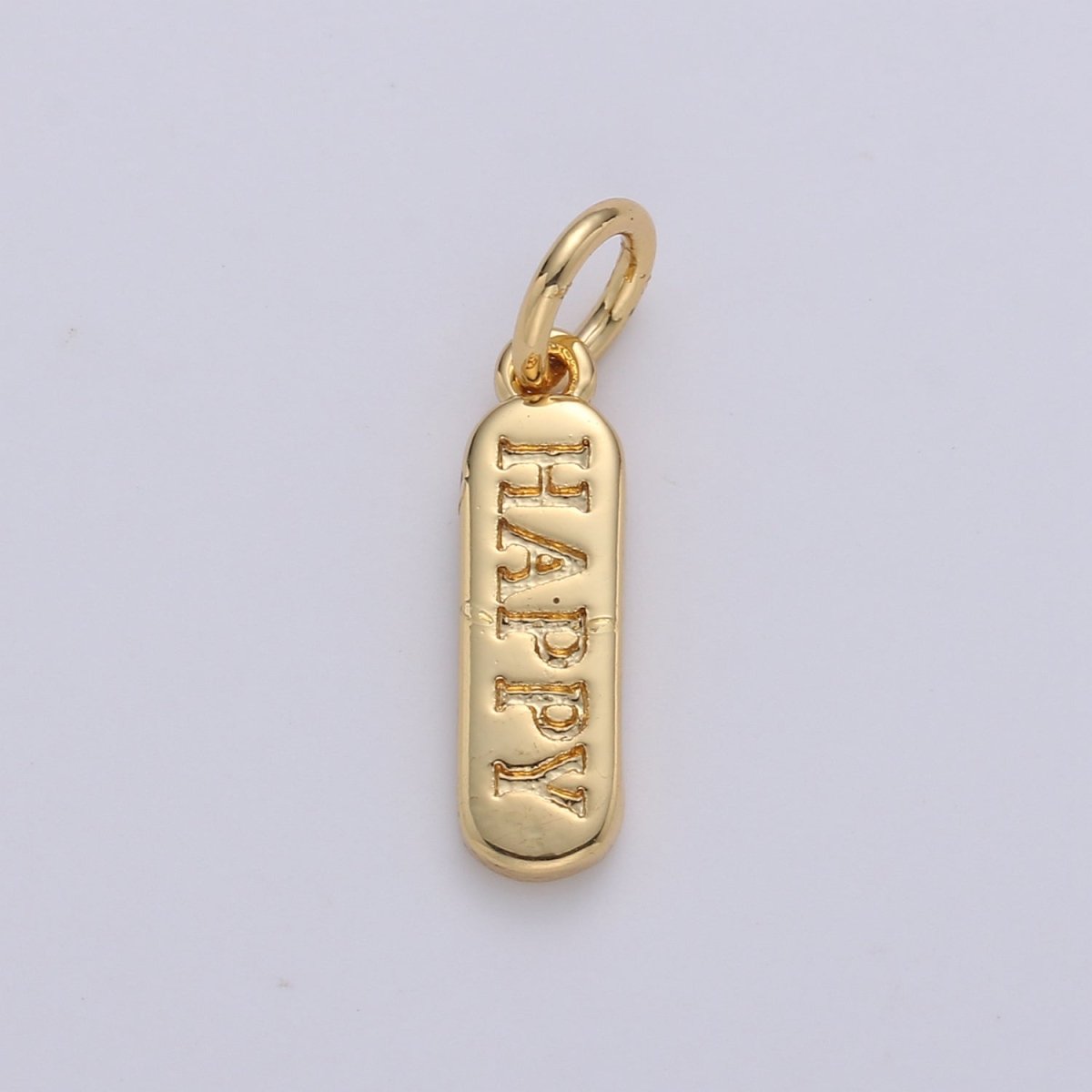 Dainty Gold Pill Bar Pendant, love mom hope happy chill words charm, 14K Gold Filed Pendant for Bracelet Necklace Earring Component Supply | D-506, D-323-D-330, D-747 - DLUXCA