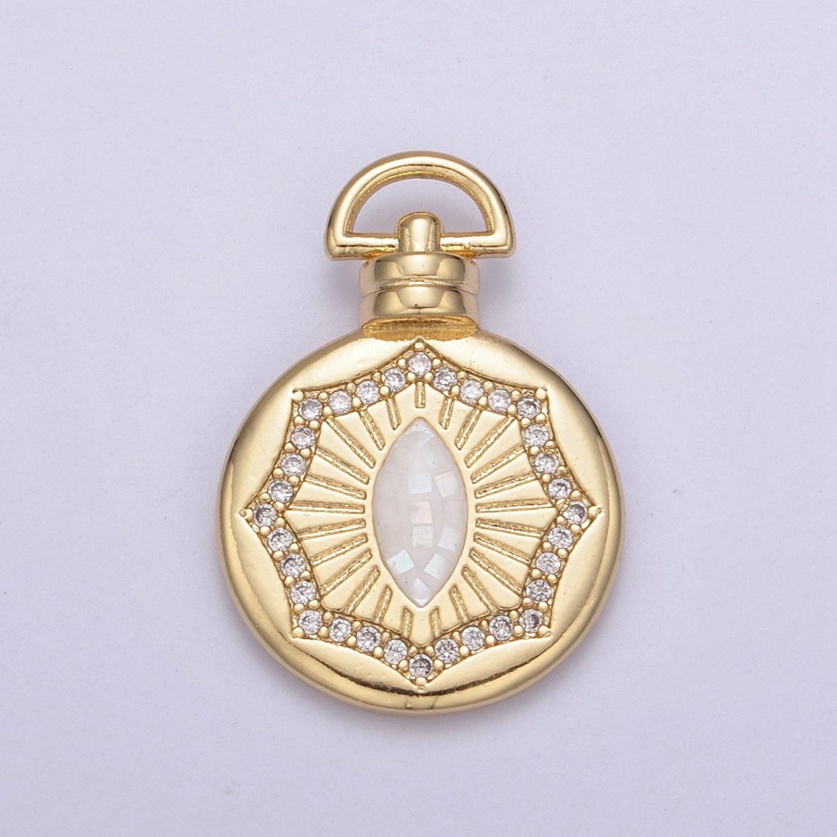 Dainty Gold Pink Shell The Eye Pendant Micro Pave Round Medallion Pink / White Shell Amulet Jewelry Making H-707 H-710 - DLUXCA