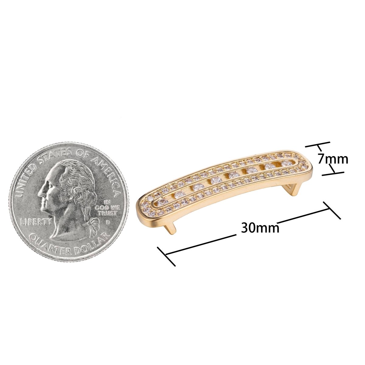 Dainty Gold Rectangle Bar Crystal Bracelet Connector, Elegant Micro Pave CZ Charm, Minimalist Modern Necklace Pendant for Jewelry Making F-751 - DLUXCA