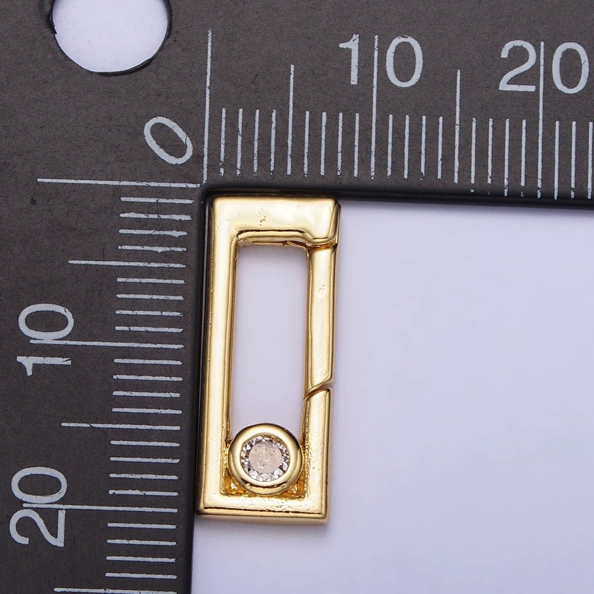 Dainty Gold Rectangle Clasp, Silver Hinged Clasp, Geometric Push Clasp Spring Gate Clasp with Micro Pave Safety Clasp Enhancer Z-350 Z-351 - DLUXCA