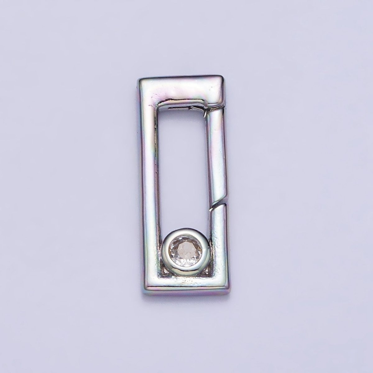 Dainty Gold Rectangle Clasp, Silver Hinged Clasp, Geometric Push Clasp Spring Gate Clasp with Micro Pave Safety Clasp Enhancer Z-350 Z-351 - DLUXCA