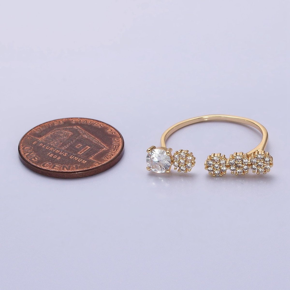 Dainty Gold Ring Five CZ Stone for Minimalist Jewelry O-1805 O-1806 - DLUXCA
