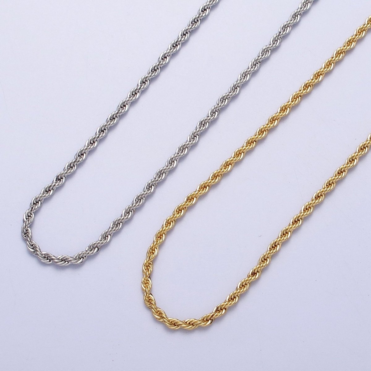Dainty Gold Rope Chain Necklace Twisted Chain Necklace 17.75", 19.5 Inch + 2 inch Extender | WA-1524 WA-1525 - DLUXCA