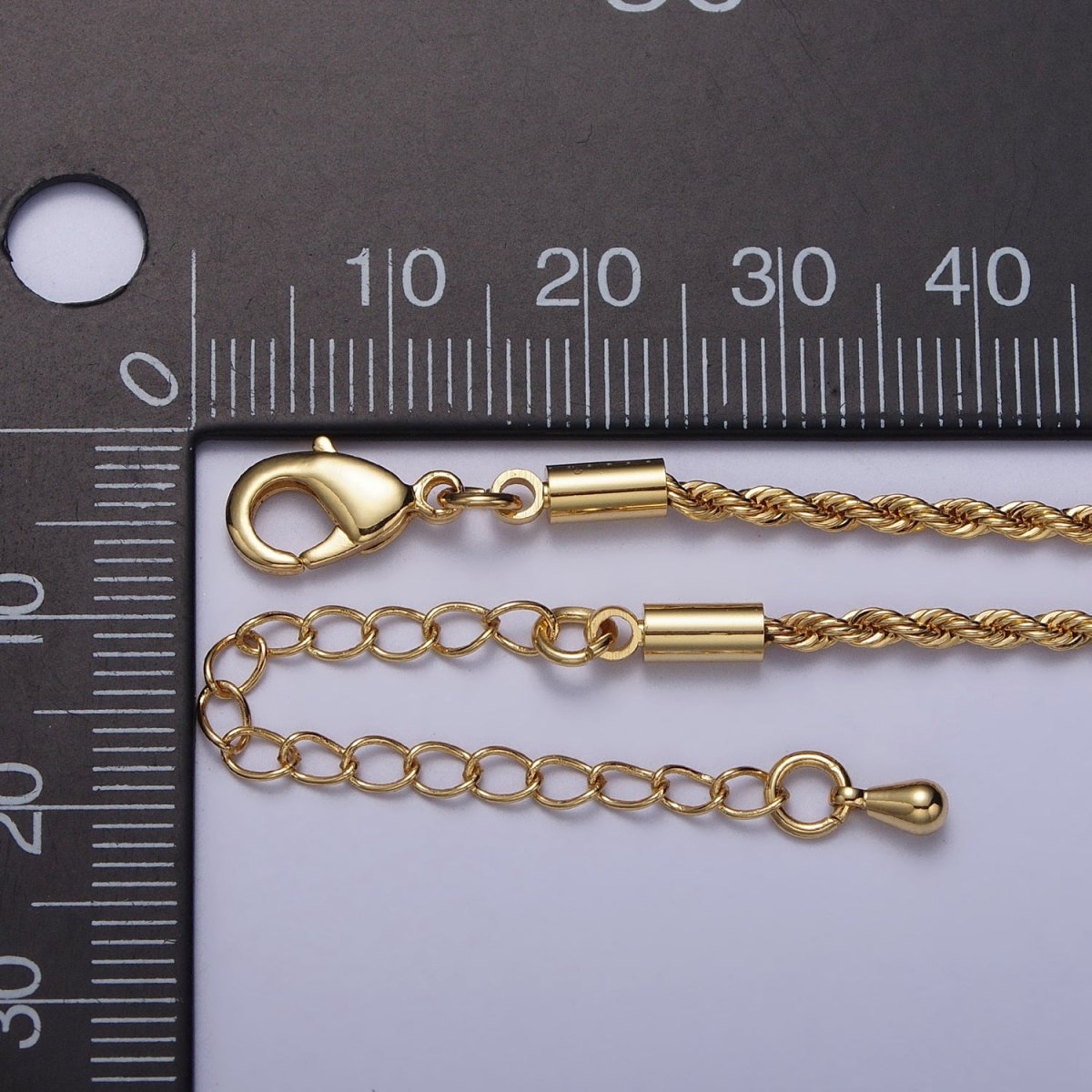 Dainty Gold Rope Chain Necklace Twisted Chain Necklace 17.75", 19.5 Inch + 2 inch Extender | WA-1524 WA-1525 - DLUXCA