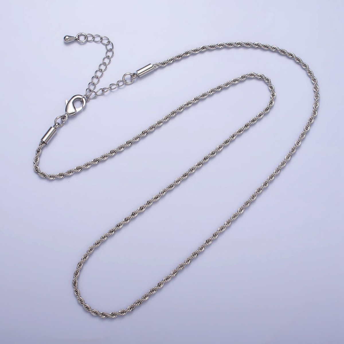 Dainty Gold Rope Chain Necklace Twisted Chain Necklace 17.75", 19.5 Inch + 2 inch Extender | WA-1524 WA-1525 - DLUXCA