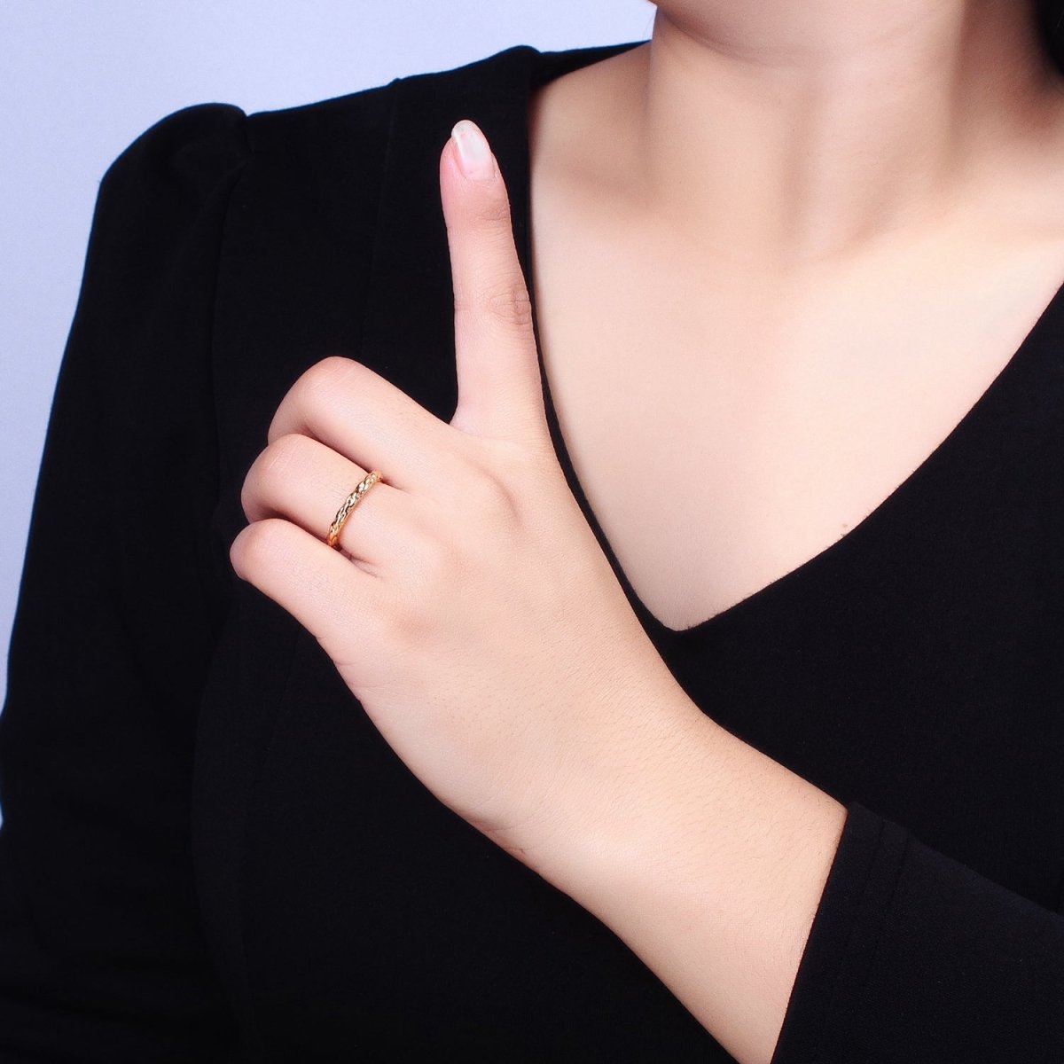 Dainty Gold Rope Ring Open Adjustable Silver Thin Ring O-1549 O-1550 - DLUXCA