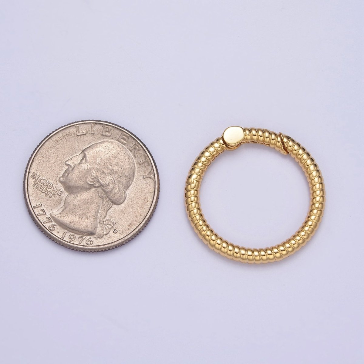 Dainty Gold Round Spring Gate Ring, Push Gate Clasp Charm Holder 14K Gold Filled Clasp for Charm Holder Connector L-729 L-730 - DLUXCA