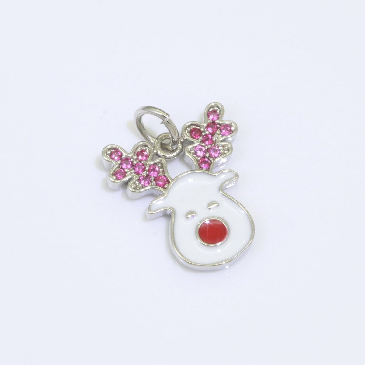 Dainty Gold Rudolph Charm - Christmas Jewelry Pendant - Red nose Reindeer Gold Filled Enamel Charm for Bracelet Necklace Earring Component M-527 M-528 - DLUXCA