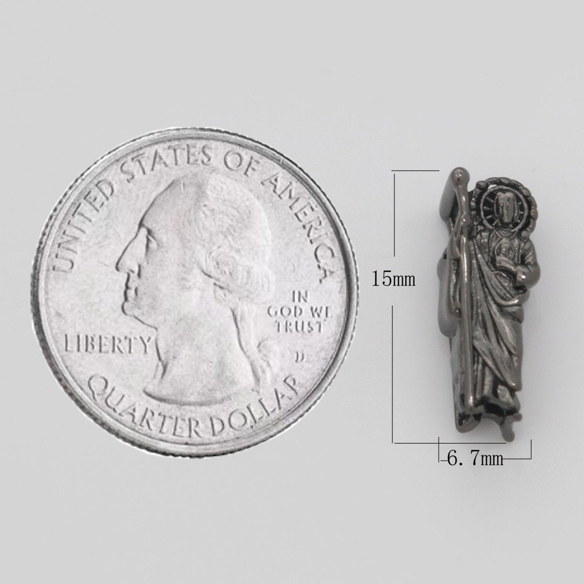 Dainty Gold Saint Jude Bead Spacer St Judas Bead for Bracelet Supply Component Jewelry Making Silver / Black Religious Protection Gift, B-629 B-630 B-631 - DLUXCA