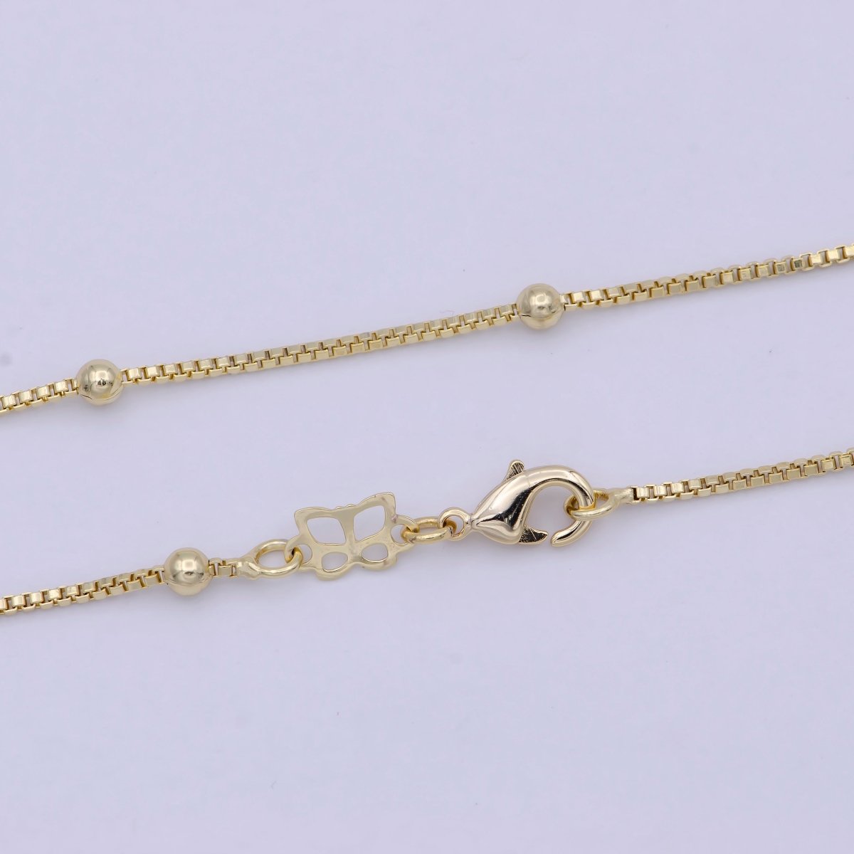 Dainty Gold Satellite Bead Chain Box Chain 18 inch Necklace For Jewelry Making Supply | WA-753 Clearance Pricing - DLUXCA