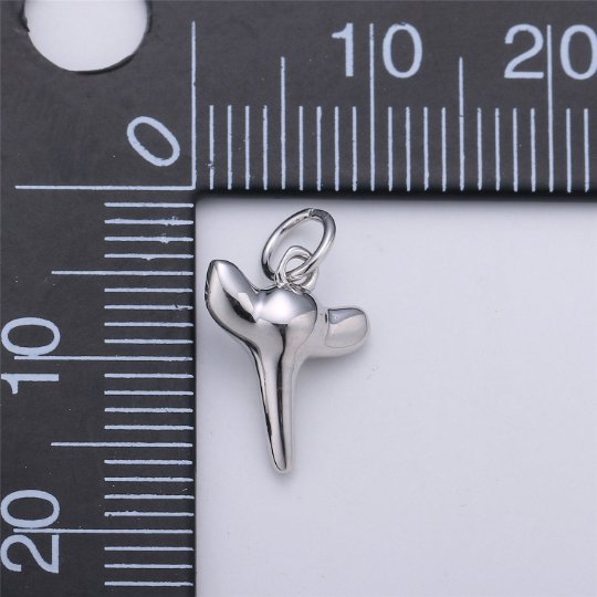 Dainty Gold Shark Tooth Charm Pendant- Small Silver Shark Tooth Charm for Necklace Earring Bracelet Anklet Charm 17x11mm C-648 , D-200 - DLUXCA