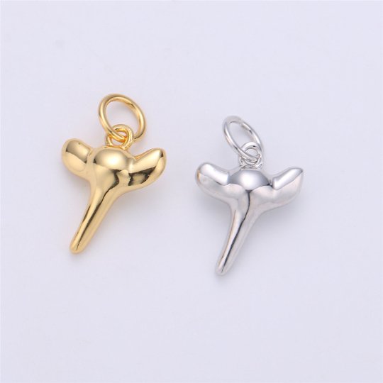 Dainty Gold Shark Tooth Charm Pendant- Small Silver Shark Tooth Charm for Necklace Earring Bracelet Anklet Charm 17x11mm C-648 , D-200 - DLUXCA