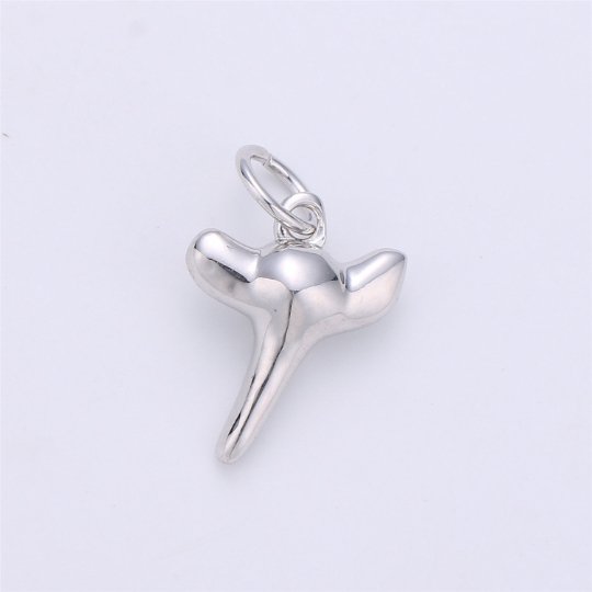 Dainty Gold Shark Tooth Charm Pendant- Small Silver Shark Tooth Charm for Necklace Earring Bracelet Anklet Charm 17x11mm C-648 , D-200 - DLUXCA