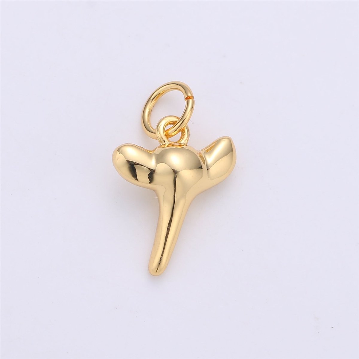 Dainty Gold Shark Tooth Charm Pendant- Small Silver Shark Tooth Charm for Necklace Earring Bracelet Anklet Charm 17x11mm D-200 - DLUXCA