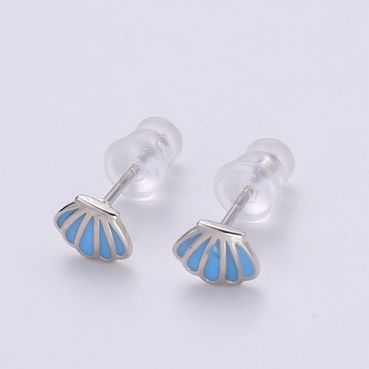 Dainty Gold Shell Stud Earrings, Gold Stud, Silver Stud, Gold Earring Minimalist Ocean Beach Design for gift Q-376 Q-377 - DLUXCA