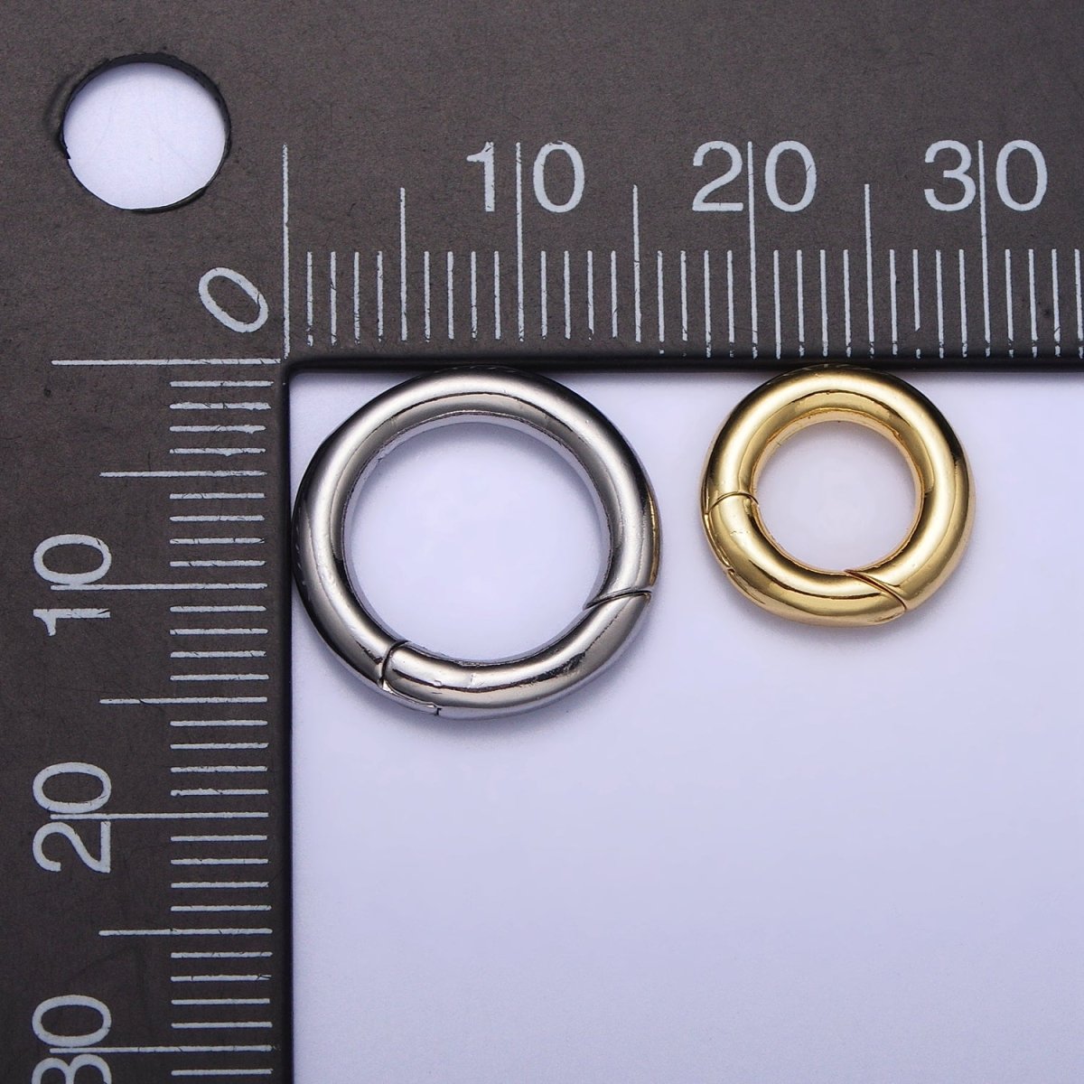 Dainty Gold Silver Spring Gate Ring 10mm, 15mm Round Circle Ring, Round Clasp, Push Clip Clasp, Spring Gate for Jewelry Making Z-340 Z-341 Z-352 Z-353 - DLUXCA