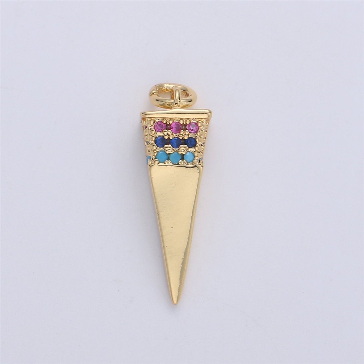 Dainty Gold Spike Charms Drop Pendulum Pendant Micro Pave Charm Minimalist Jewelry Supplies Findings for Necklace Earring Components,C-921 - DLUXCA