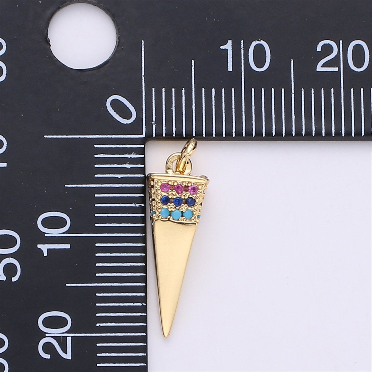 Dainty Gold Spike Charms Drop Pendulum Pendant Micro Pave Charm Minimalist Jewelry Supplies Findings for Necklace Earring Components,C-921 - DLUXCA