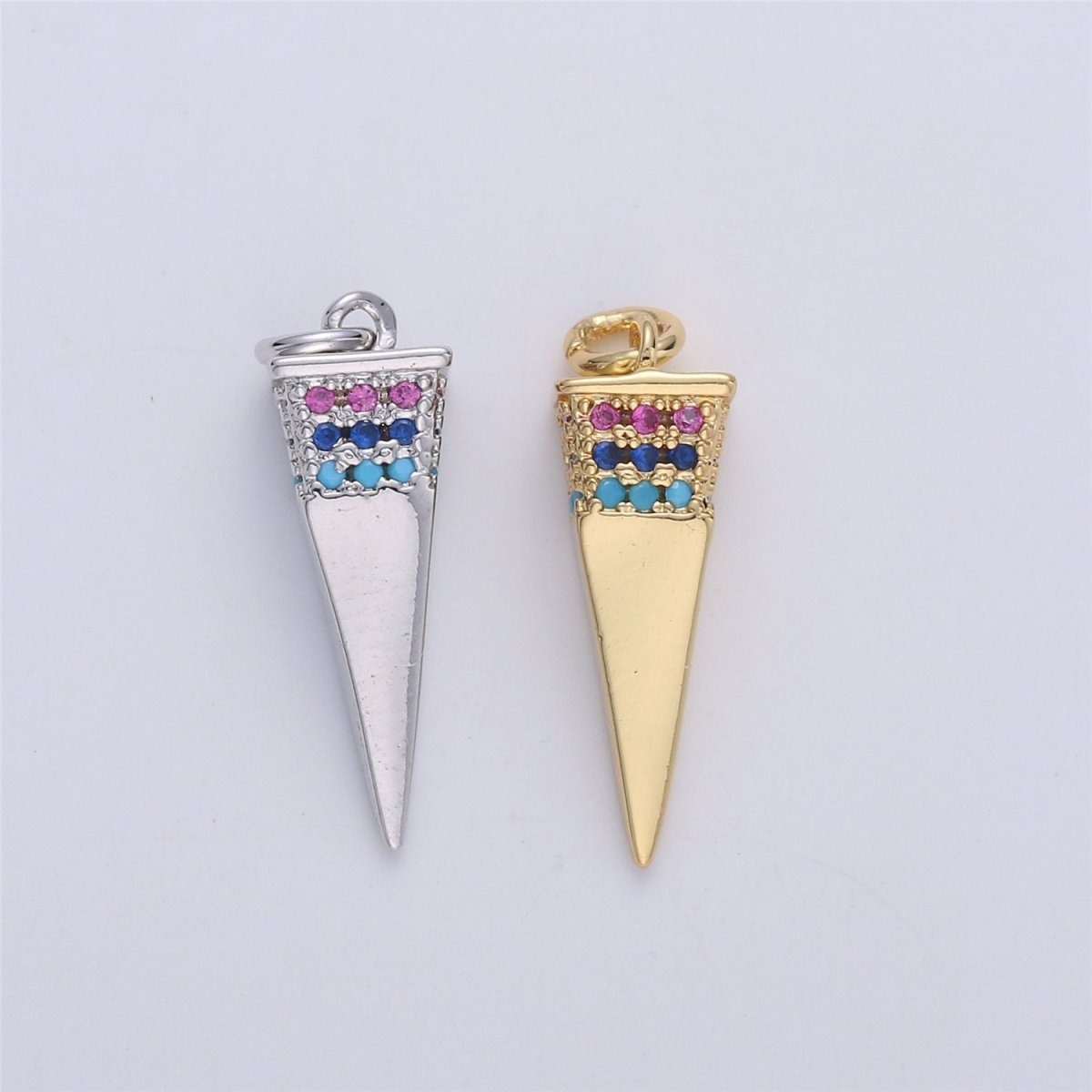 Dainty Gold Spike Charms Drop Pendulum Pendant Micro Pave Charm Minimalist Jewelry Supplies Findings for Necklace Earring Components,C-921 - DLUXCA