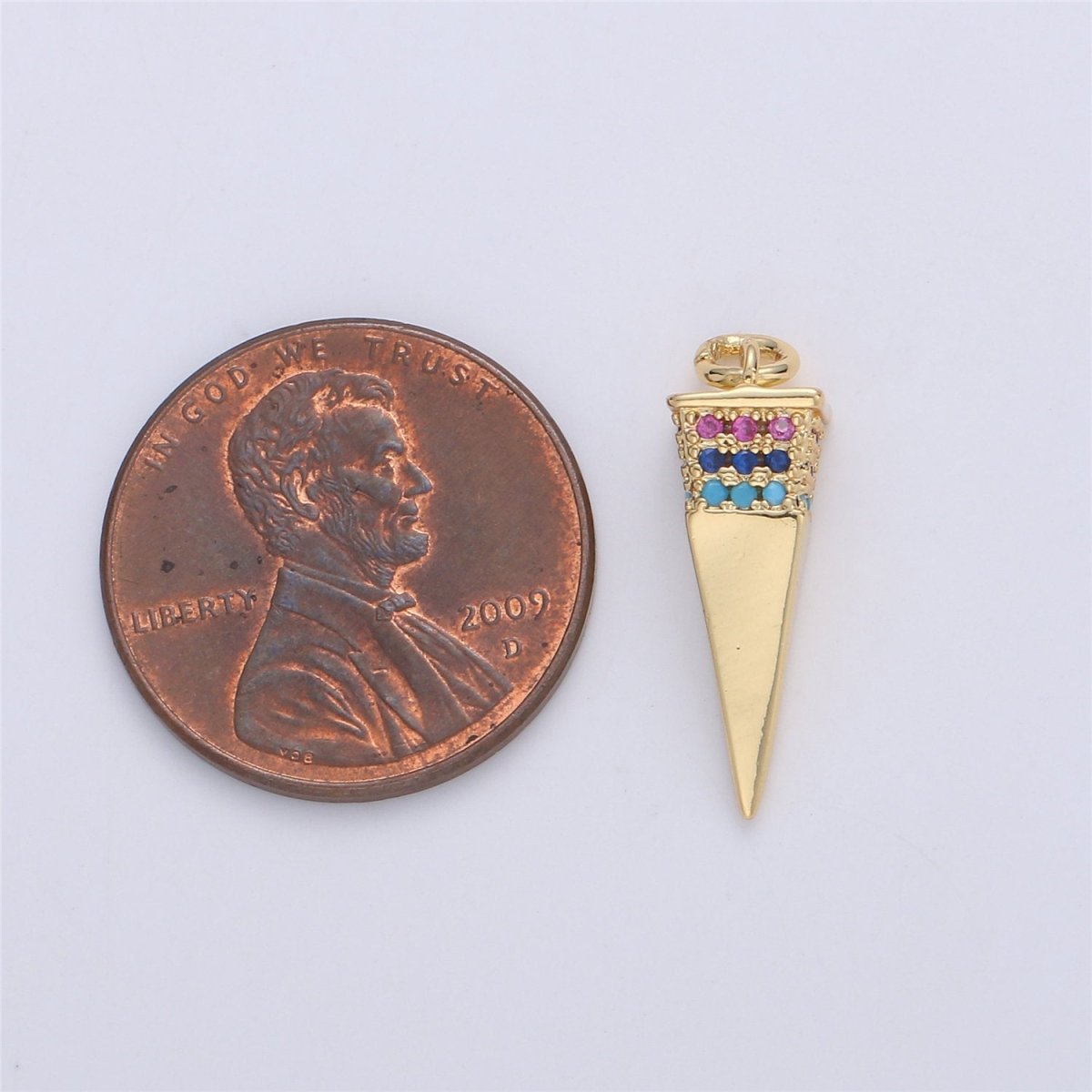 Dainty Gold Spike Charms Drop Pendulum Pendant Micro Pave Charm Minimalist Jewelry Supplies Findings for Necklace Earring Components,C-921 - DLUXCA