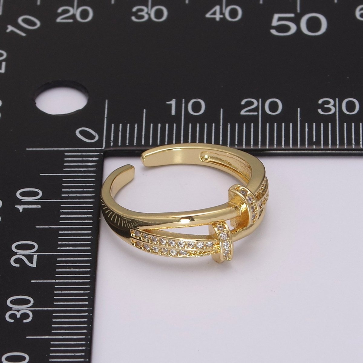 Dainty Gold Spiral Ring Design Minimalist Modern Trending Stackable Cz Open Ring Accessory Micro Pave Adjustable Ring U-134 U-135 - DLUXCA