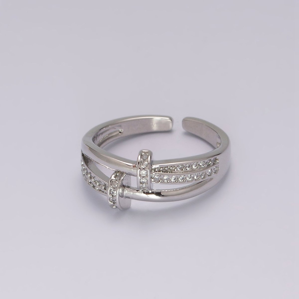 Dainty Gold Spiral Ring Design Minimalist Modern Trending Stackable Cz Open Ring Accessory Micro Pave Adjustable Ring U-134 U-135 - DLUXCA