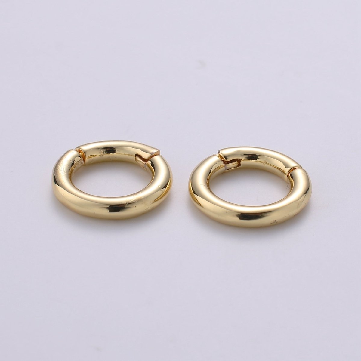 Dainty Gold Spring Gate Ring, Pull Gate ring, 12mm Round Circle Ring, Charm Holder 14K Gold Filled Clasp for Charm Holder Connector K-892 to K-895 L-083 - DLUXCA