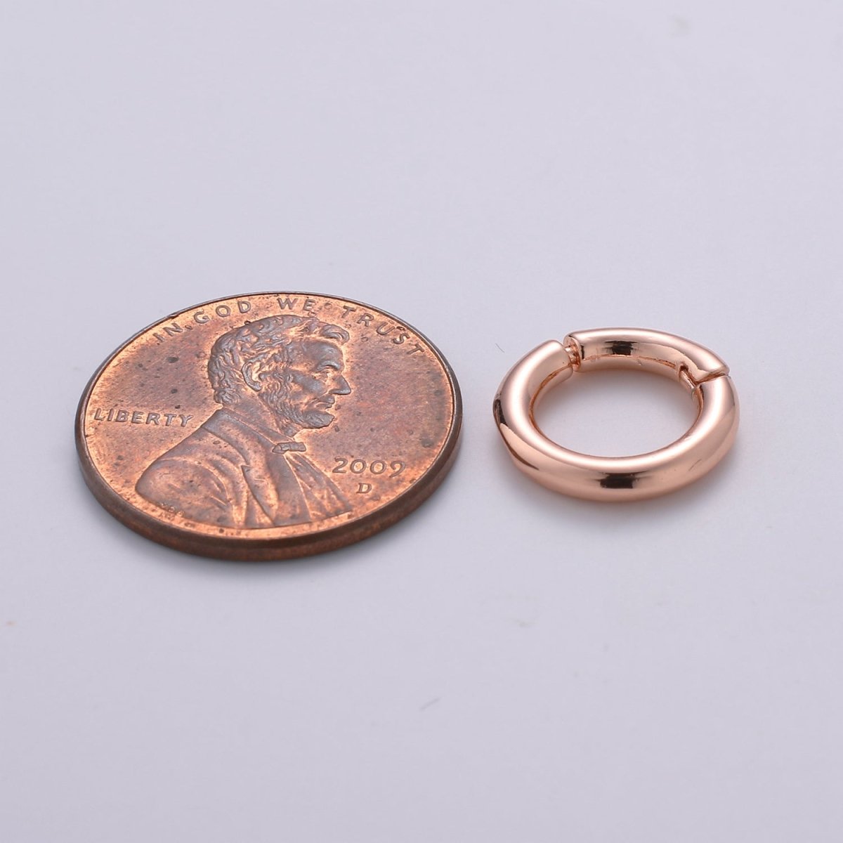 Dainty Gold Spring Gate Ring, Pull Gate ring, 12mm Round Circle Ring, Charm Holder 14K Gold Filled Clasp for Charm Holder Connector K-892 to K-895 L-083 - DLUXCA