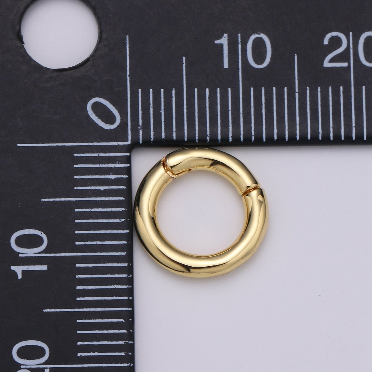 Dainty Gold Spring Gate Ring, Pull Gate ring, 12mm Round Circle Ring, Charm Holder 14K Gold Filled Clasp for Charm Holder Connector K-892 to K-895 L-083 - DLUXCA