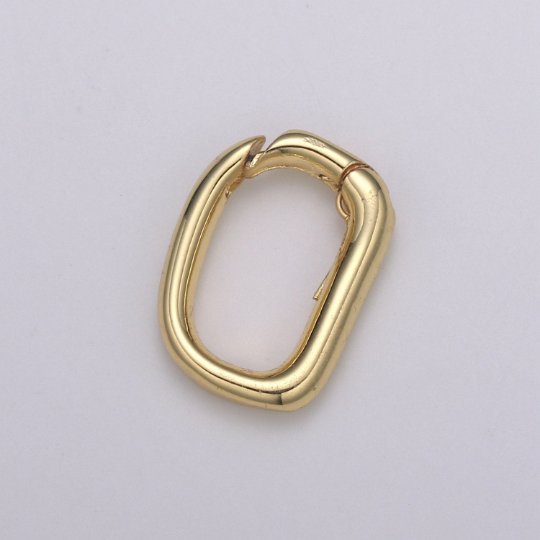 Dainty Gold Spring Gate Ring, Push Gate ring, 12x9mm Oval Ring Gold Filled Clasp for Charm Holder Connector K-435 - DLUXCA