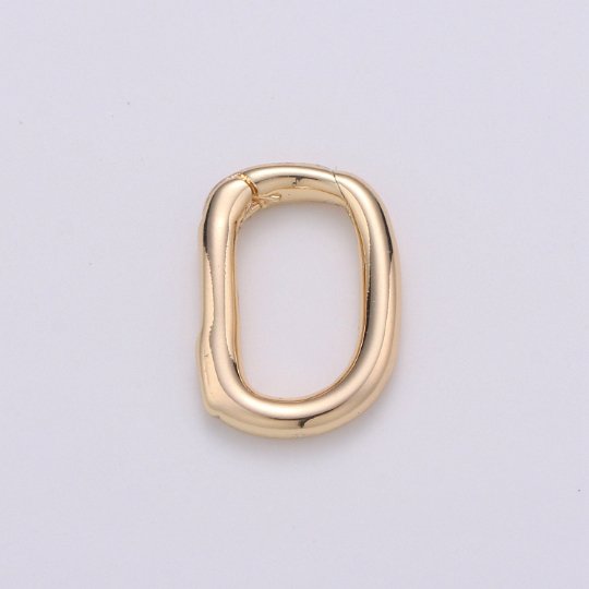 Dainty Gold Spring Gate Ring, Push Gate ring, 12x9mm Oval Ring Gold Filled Clasp for Charm Holder Connector K-435 - DLUXCA