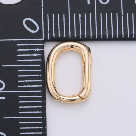 Dainty Gold Spring Gate Ring, Push Gate ring, 12x9mm Oval Ring Gold Filled Clasp for Charm Holder Connector K-435 - DLUXCA