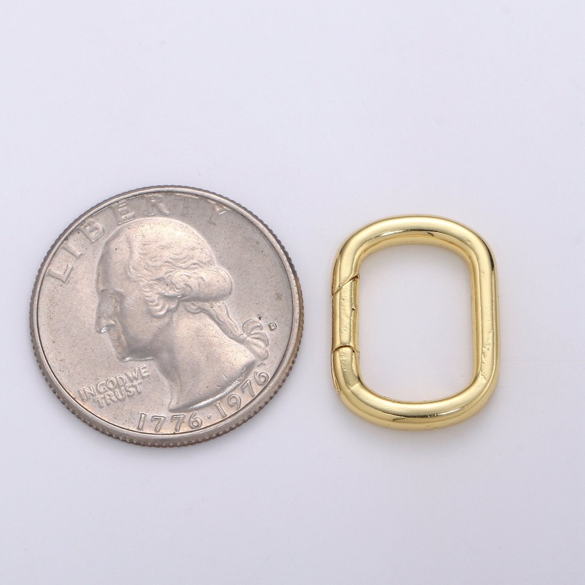Dainty Gold Spring Gate Ring, Push Gate ring, 15x20mm Oval Ring, Charm Holder 14K Gold Filled Clasp for Charm Holder Connector L-004 - DLUXCA